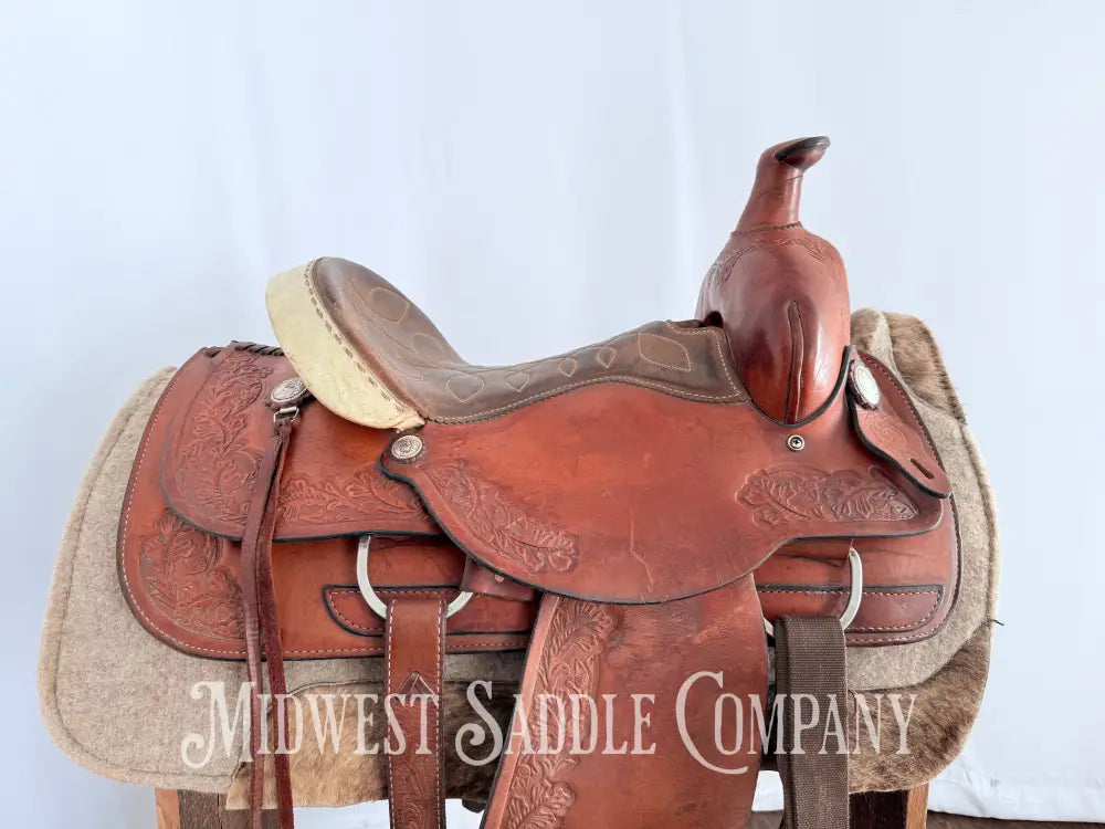 15.5” TexTan Hereford Brand Western Roping Saddle - Made in Yoakum TX Western Saddle