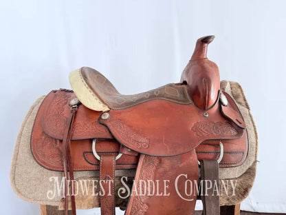 15.5” TexTan Hereford Brand Western Roping Saddle - Made in Yoakum TX Western Saddle