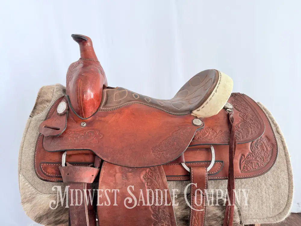 15.5” TexTan Hereford Brand Western Roping Saddle - Made in Yoakum TX Western Saddle