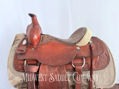15.5” TexTan Hereford Brand Western Roping Saddle - Made in Yoakum TX Western Saddle