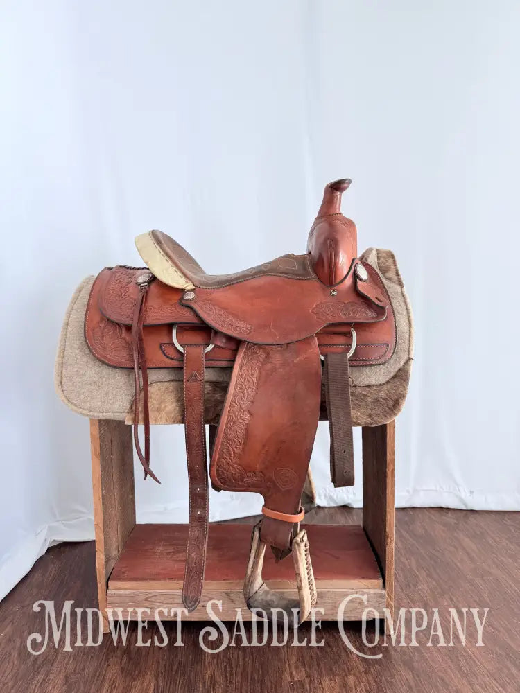 15.5” TexTan Hereford Brand Western Roping Saddle - Made in Yoakum TX Western Saddle