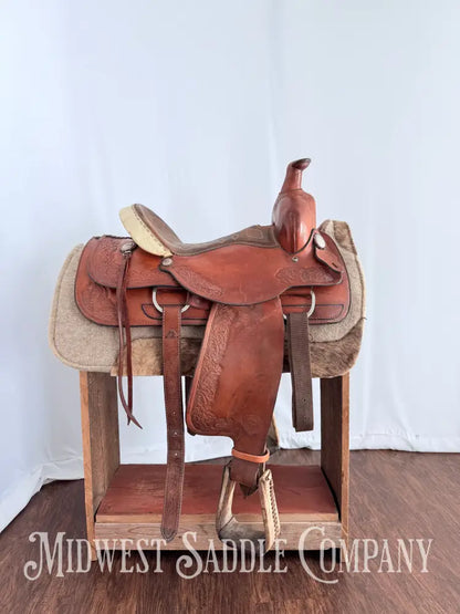 15.5” TexTan Hereford Brand Western Roping Saddle - Made in Yoakum TX Western Saddle
