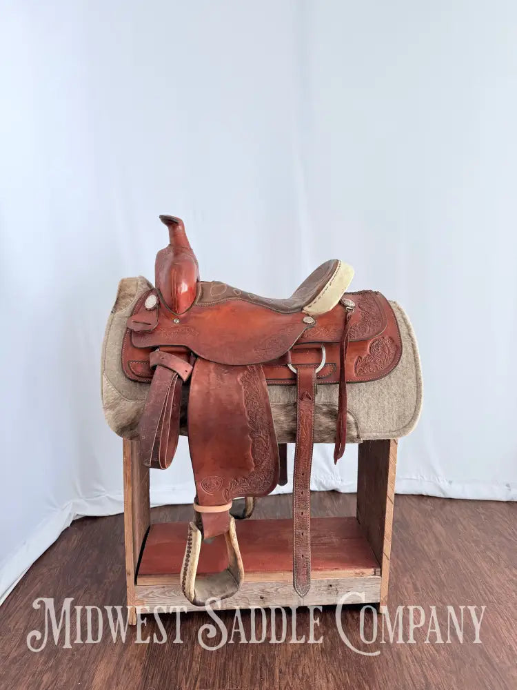 15.5” TexTan Hereford Brand Western Roping Saddle - Made in Yoakum TX Western Saddle