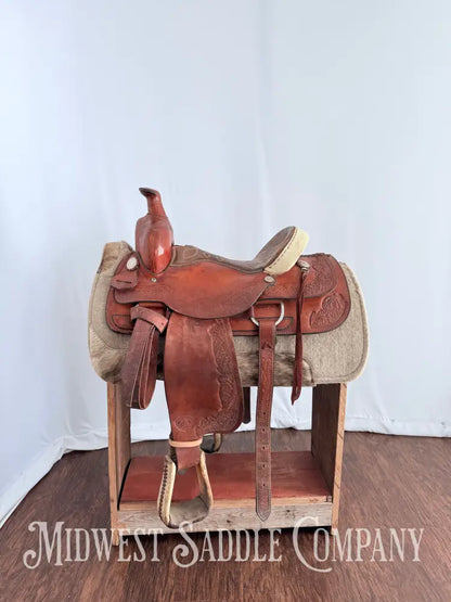 15.5” TexTan Hereford Brand Western Roping Saddle - Made in Yoakum TX Western Saddle