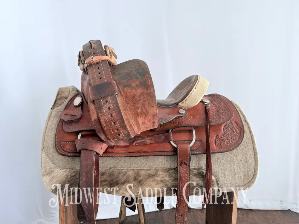 15.5” TexTan Hereford Brand Western Roping Saddle - Made in Yoakum TX Western Saddle