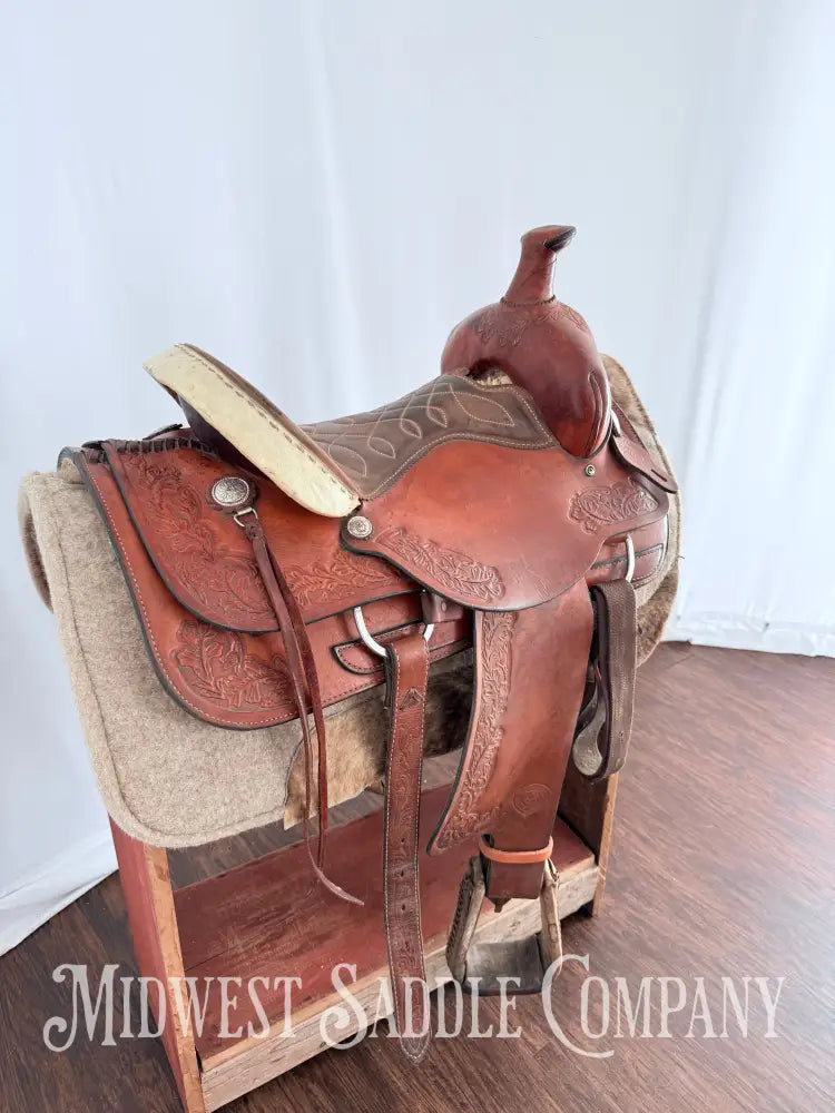 15.5” TexTan Hereford Brand Western Roping Saddle - Made in Yoakum TX Western Saddle