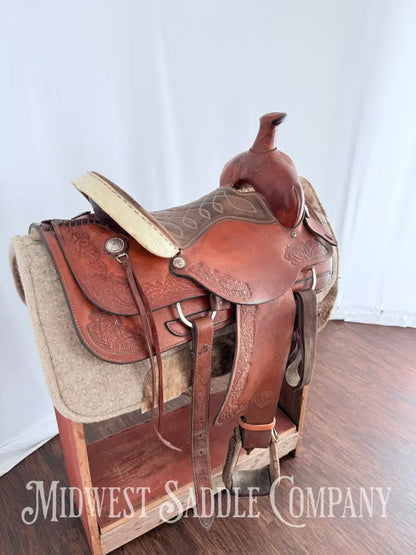 15.5” TexTan Hereford Brand Western Roping Saddle - Made in Yoakum TX Western Saddle