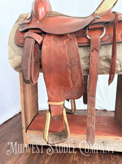 15.5” TexTan Hereford Brand Western Roping Saddle - Made in Yoakum TX Western Saddle