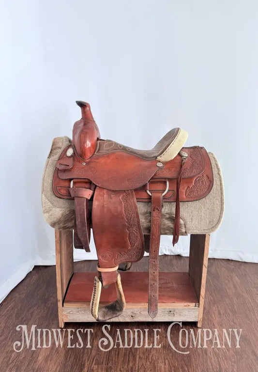 15.5” TexTan Hereford Brand Western Roping Saddle - Made in Yoakum TX Western Saddle