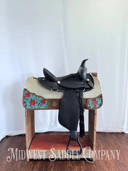 15” Abetta Original Western Synthetic Trail Saddle Lightweight Round Skirt Western Saddle