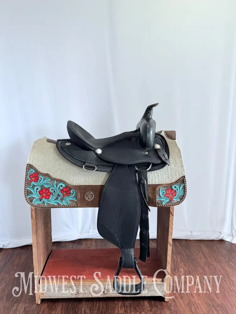 15” Abetta Original Western Synthetic Trail Saddle Lightweight Round Skirt Western Saddle