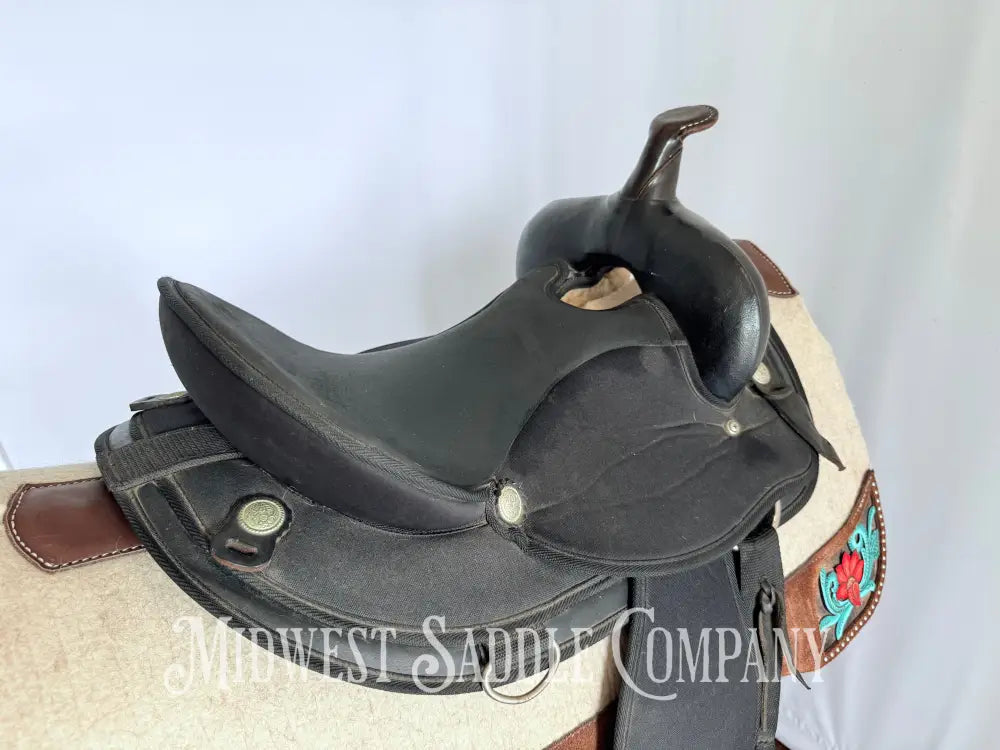 15” Abetta Original Western Synthetic Trail Saddle Lightweight Round Skirt Western Saddle