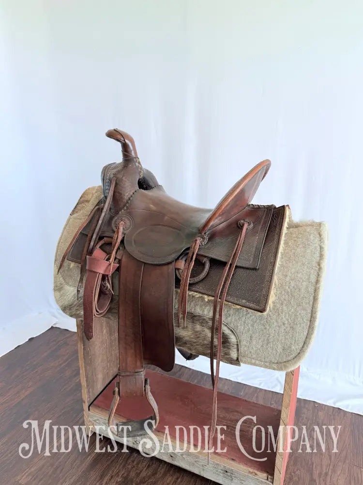 15” Antique Cowboy High Back Western Ranch Saddle