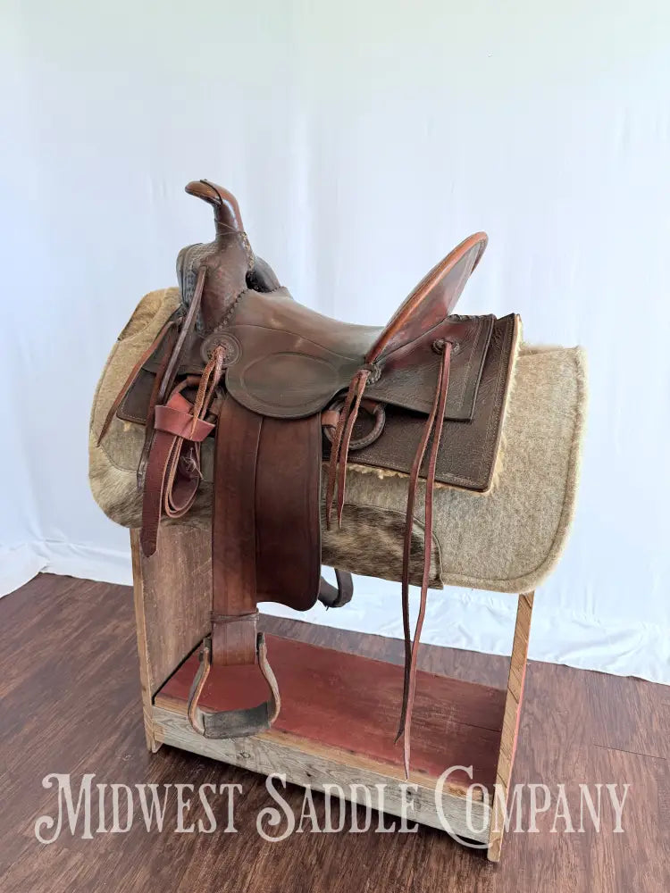 15” Antique Cowboy High Back Western Ranch Saddle
