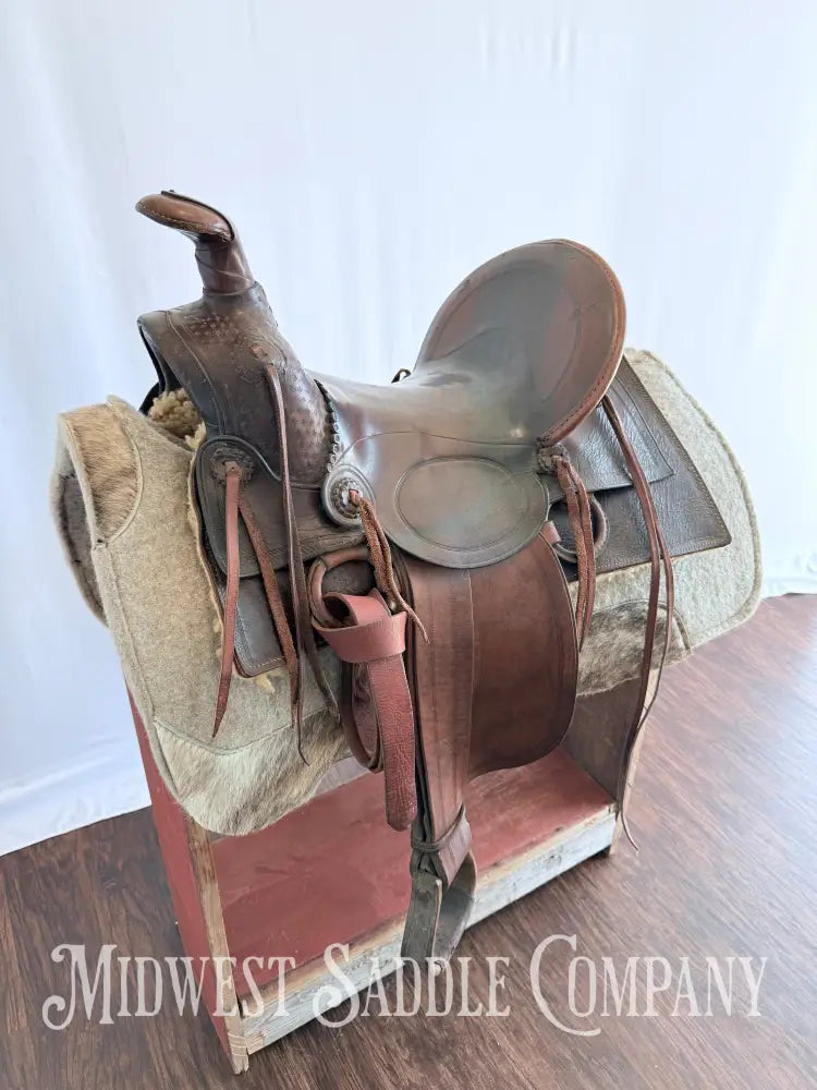 15” Antique Cowboy High Back Western Ranch Saddle