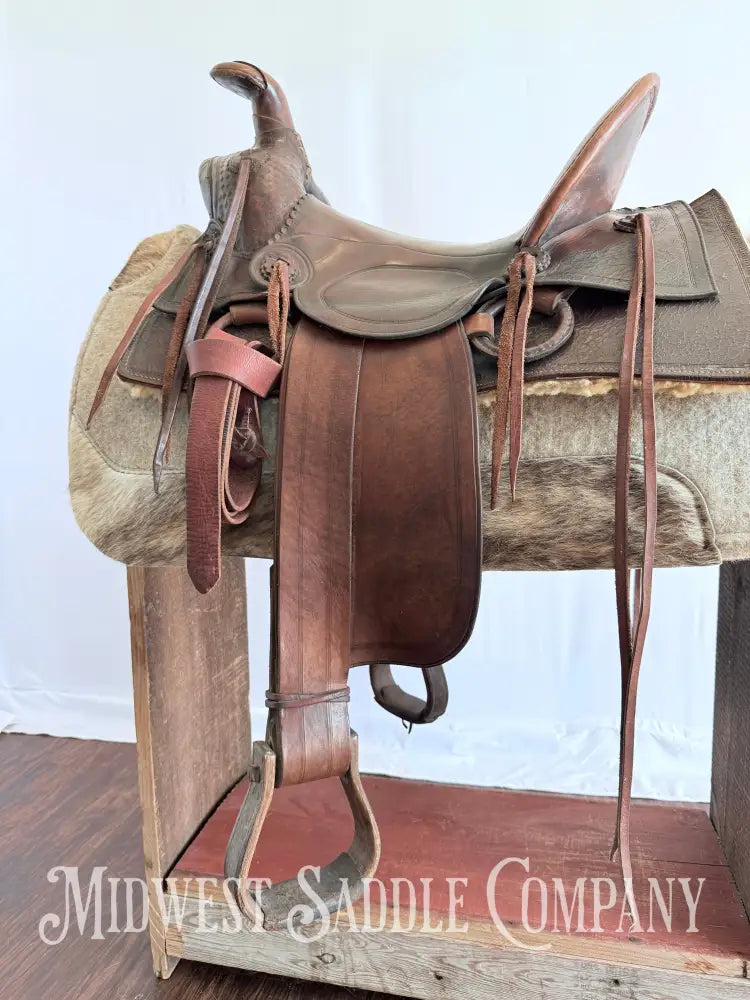 15” Antique Cowboy High Back Western Ranch Saddle