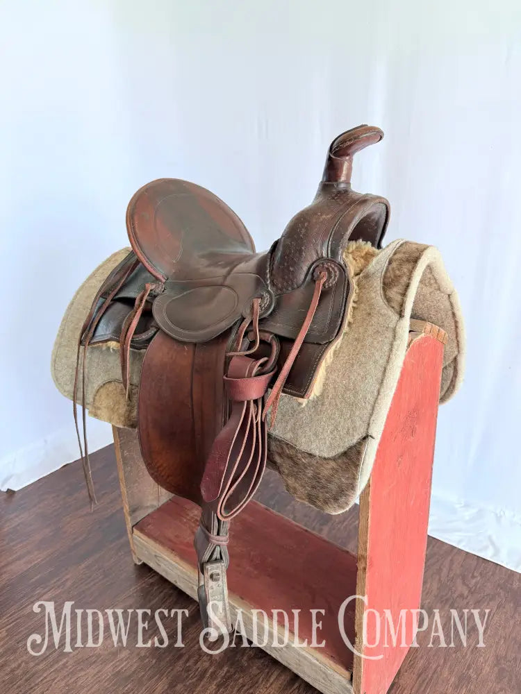 15” Antique Cowboy High Back Western Ranch Saddle