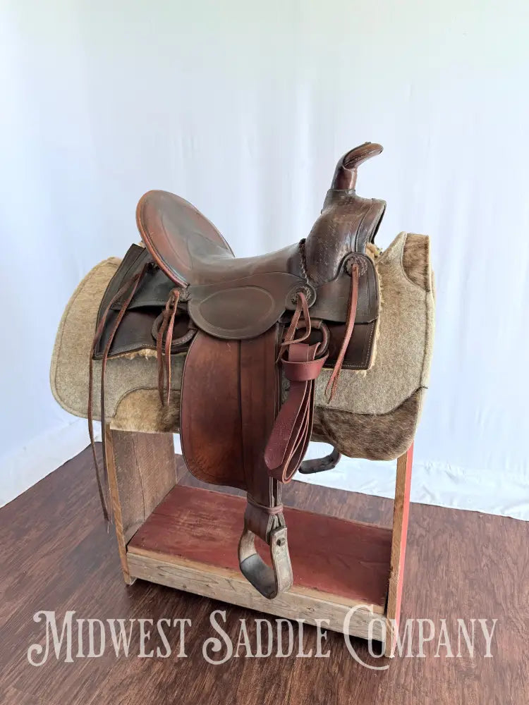 15” Antique Cowboy High Back Western Ranch Saddle
