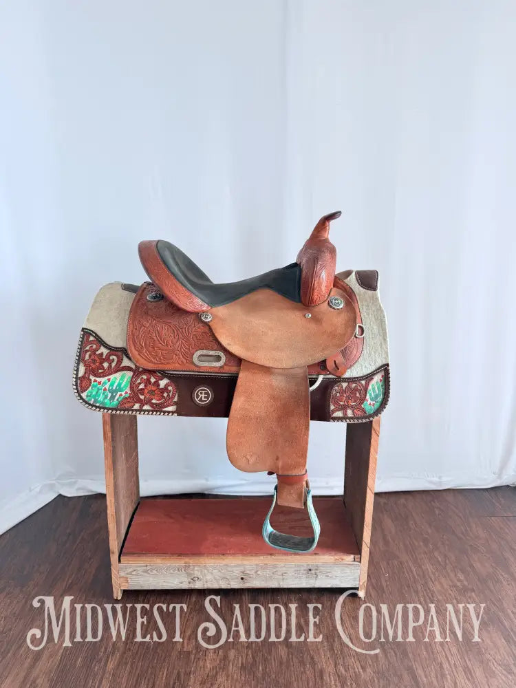 15” Circle Y Special Producer Western Barrel Saddle Rough Out Leather Regular Tree Western Saddle