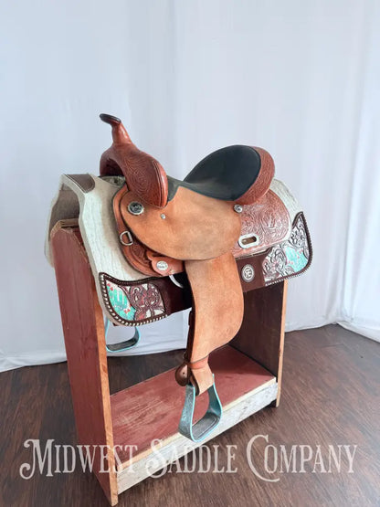 15” Circle Y Special Producer Western Barrel Saddle Rough Out Leather Regular Tree Western Saddle
