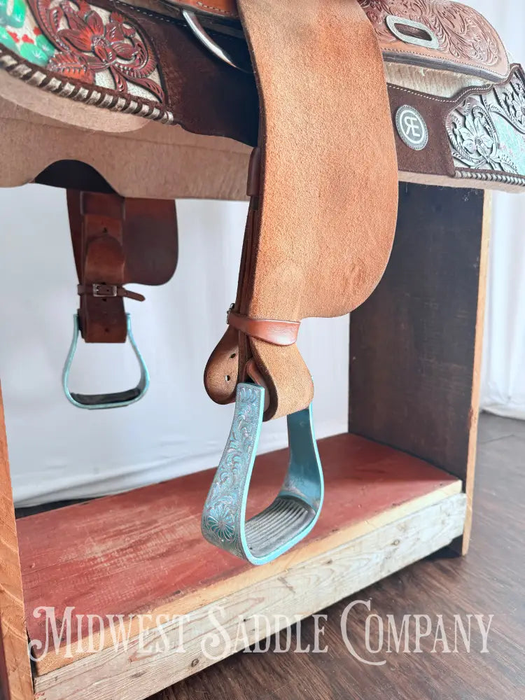 15” Circle Y Special Producer Western Barrel Saddle Rough Out Leather Regular Tree Western Saddle
