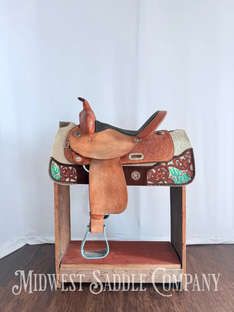 15” Circle Y Special Producer Western Barrel Saddle Rough Out Leather Regular Tree Western Saddle