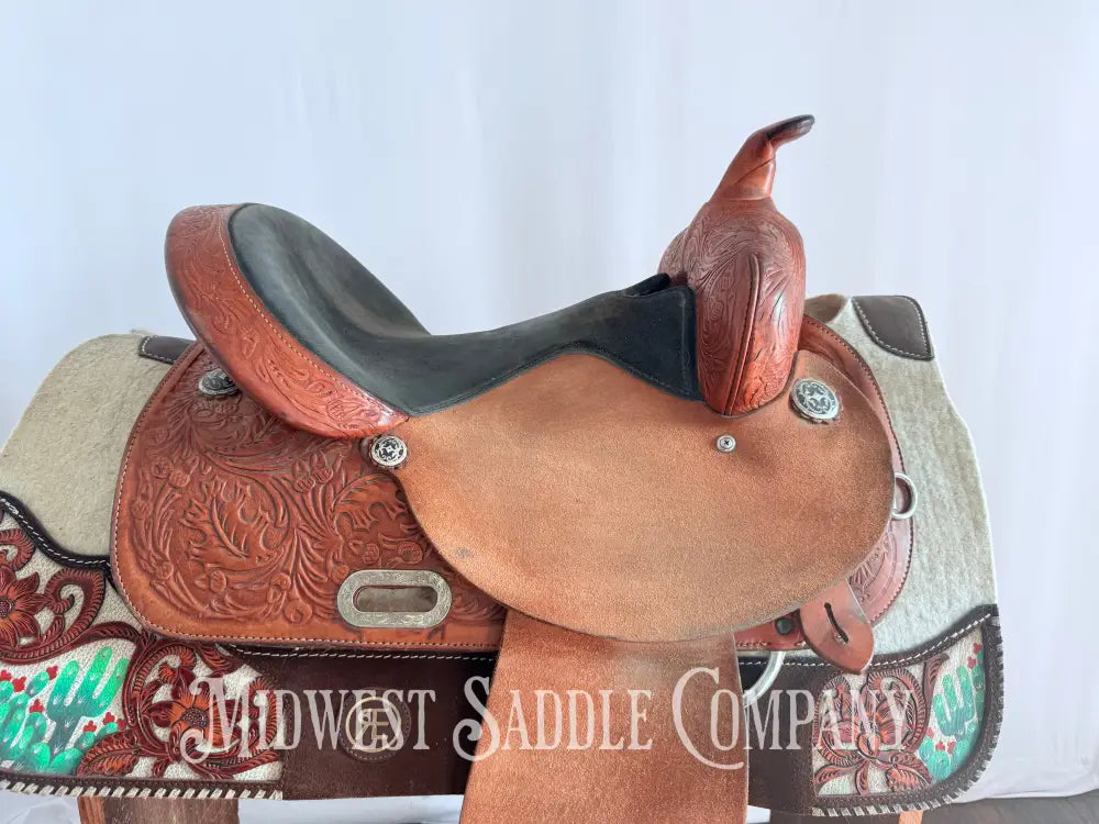 15” Circle Y Special Producer Western Barrel Saddle Rough Out Leather Regular Tree Western Saddle