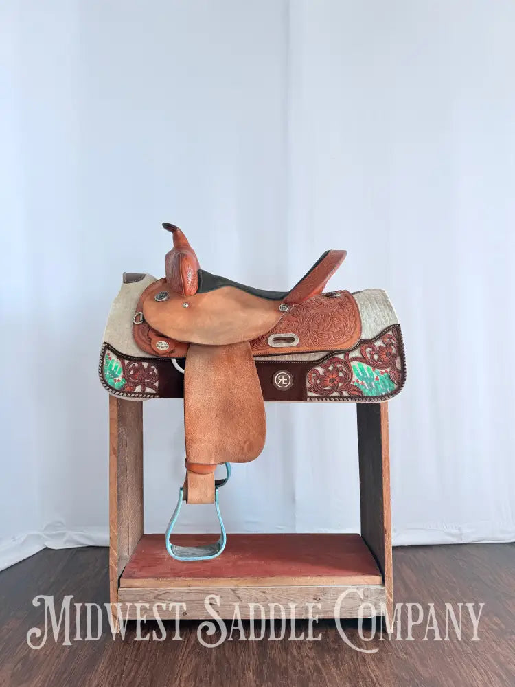 15” Circle Y Special Producer Western Barrel Saddle Rough Out Leather Regular Tree Western Saddle