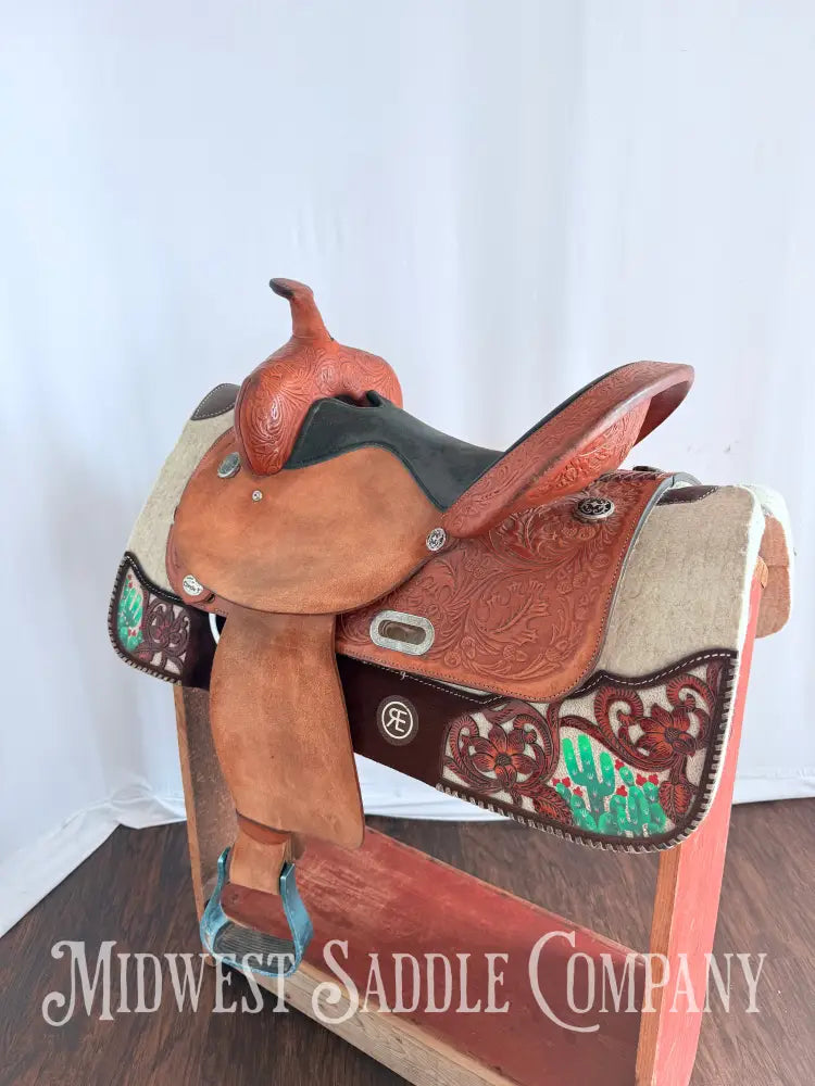 15” Circle Y Special Producer Western Barrel Saddle Rough Out Leather Regular Tree Western Saddle