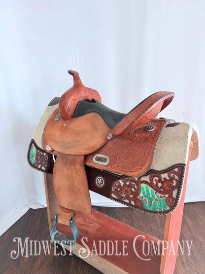 15” Circle Y Special Producer Western Barrel Saddle Rough Out Leather Regular Tree Western Saddle