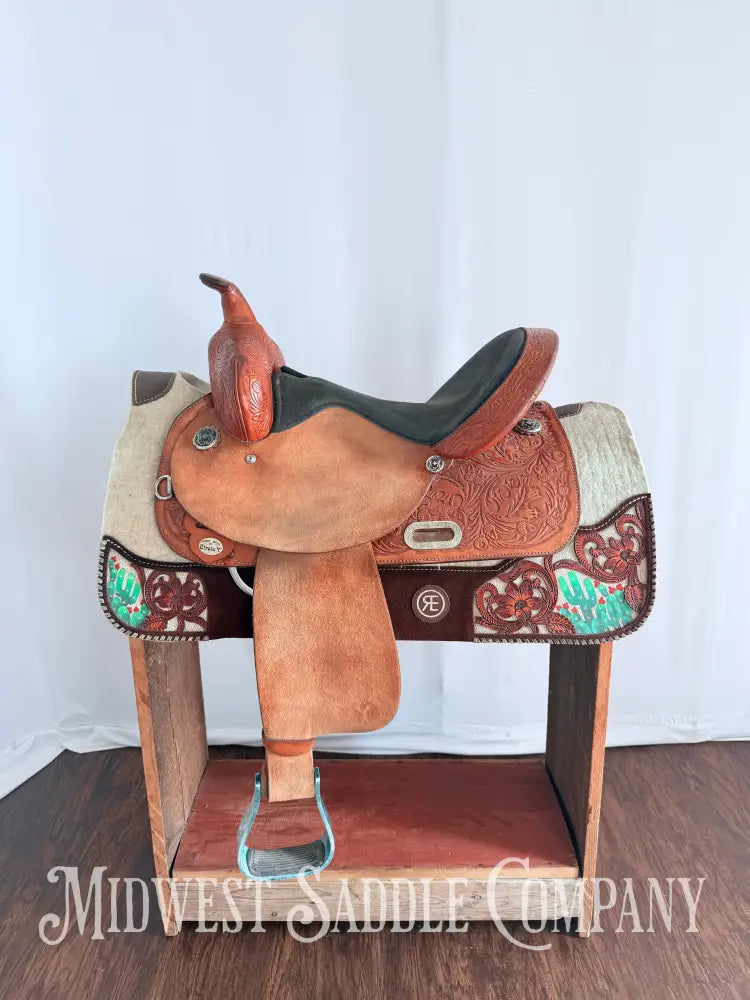 15” Circle Y Special Producer Western Barrel Saddle Rough Out Leather Regular Tree Western Saddle