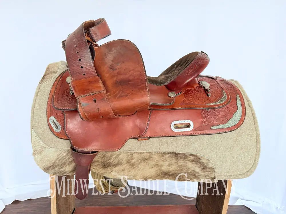 15” Circle Y Western Pleasure Silver Show Saddle with Matching Bridles Reins Breast Collar Western Saddle