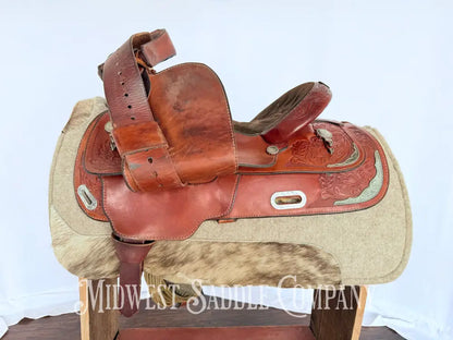 15” Circle Y Western Pleasure Silver Show Saddle with Matching Bridles Reins Breast Collar Western Saddle