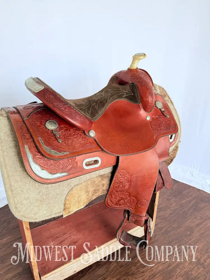 15” Circle Y Western Pleasure Silver Show Saddle with Matching Bridles Reins Breast Collar Western Saddle