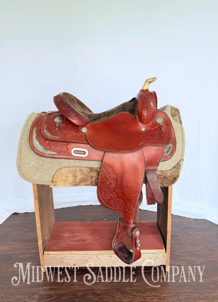 15” Circle Y Western Pleasure Silver Show Saddle with Matching Bridles Reins Breast Collar Western Saddle