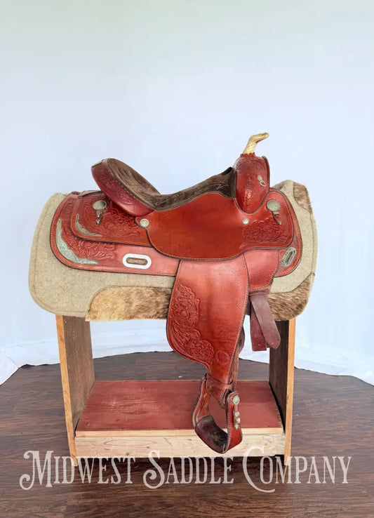 15” Circle Y Western Pleasure Silver Show Saddle with Matching Bridles Reins Breast Collar Western Saddle