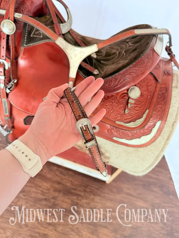 15” Circle Y Western Pleasure Silver Show Saddle with Matching Bridles Reins Breast Collar Western Saddle