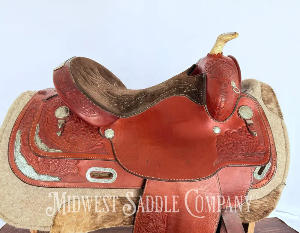 15” Circle Y Western Pleasure Silver Show Saddle with Matching Bridles Reins Breast Collar Western Saddle
