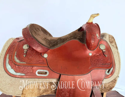 15” Circle Y Western Pleasure Silver Show Saddle with Matching Bridles Reins Breast Collar Western Saddle