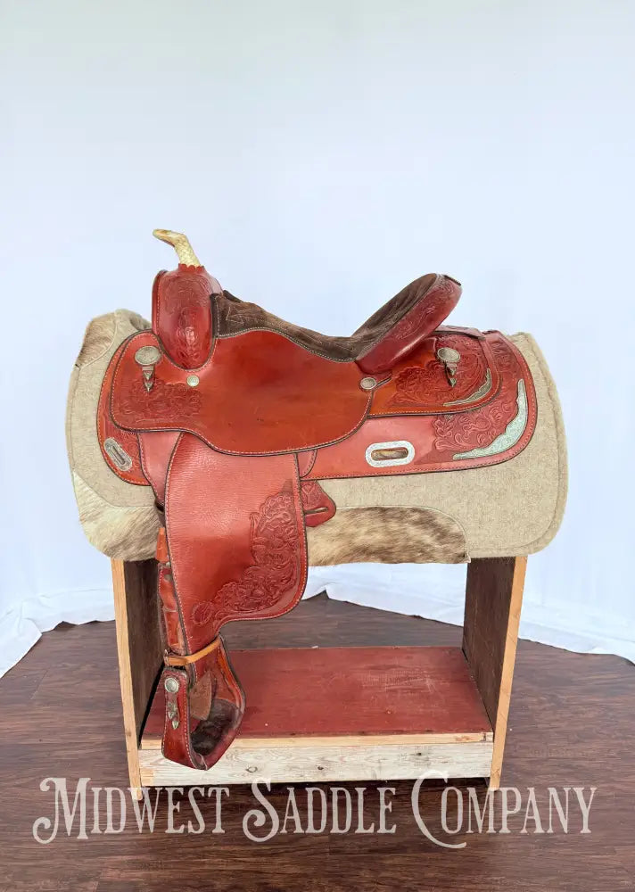 15” Circle Y Western Pleasure Silver Show Saddle with Matching Bridles Reins Breast Collar Western Saddle