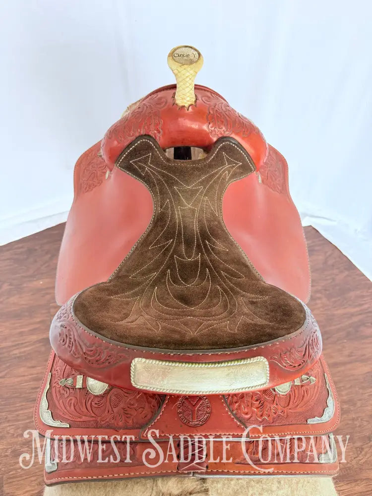 15” Circle Y Western Pleasure Silver Show Saddle with Matching Bridles Reins Breast Collar Western Saddle