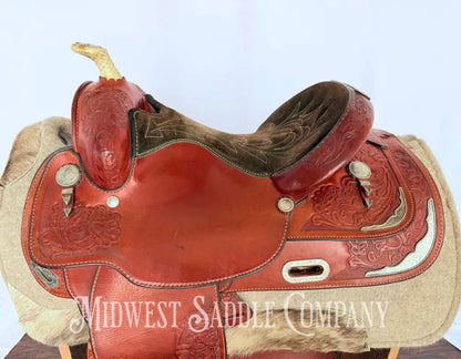 15” Circle Y Western Pleasure Silver Show Saddle with Matching Bridles Reins Breast Collar Western Saddle