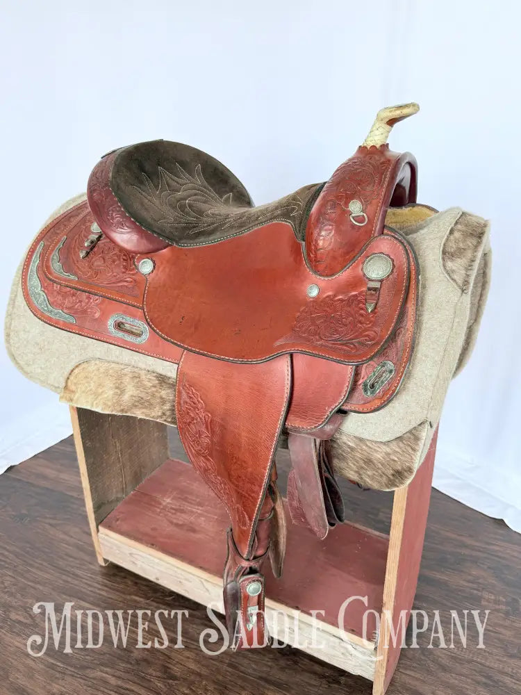 15” Circle Y Western Pleasure Silver Show Saddle with Matching Bridles Reins Breast Collar Western Saddle