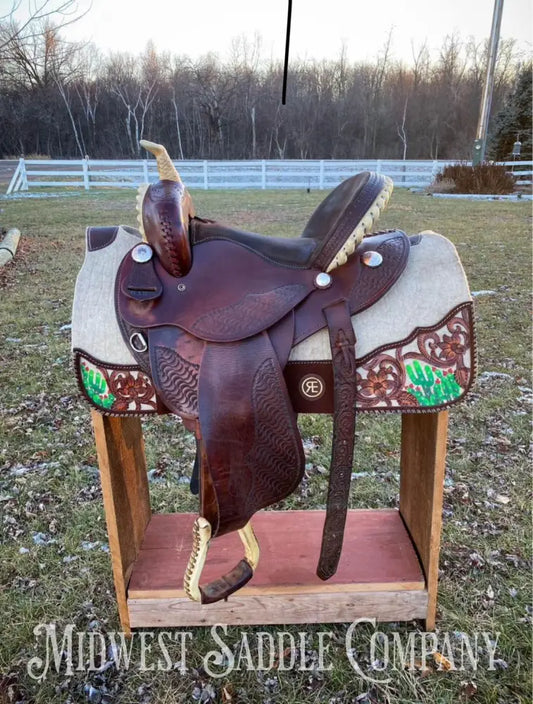 15’ Custom Dm Saddles Western Barrel Saddle - Deep Seat High Back