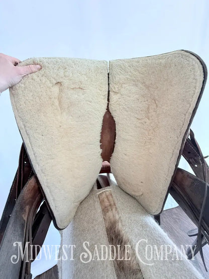 15” Dakota Saddlery Western Barrel Saddle Basketweave Leather Tooling Western Saddle