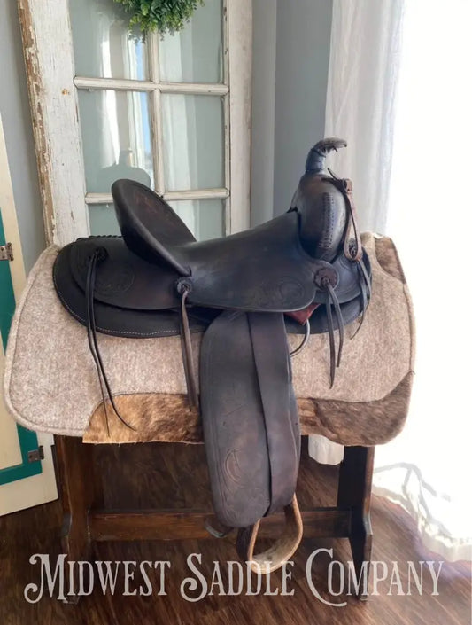 15’ Marshall Wells Antique High Back Western Roping Saddle