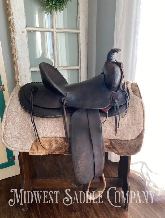 15’ Marshall Wells Antique High Back Western Roping Saddle