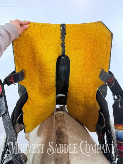 15” Silver Royal Serape Print Black Leather Barrel Saddle Western Saddle