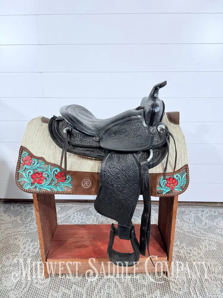 15” Simco Black Western Saddle Round Skirt - Western Saddle