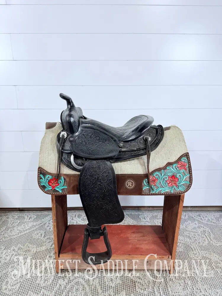 15” Simco Black Western Saddle Round Skirt - Western Saddle